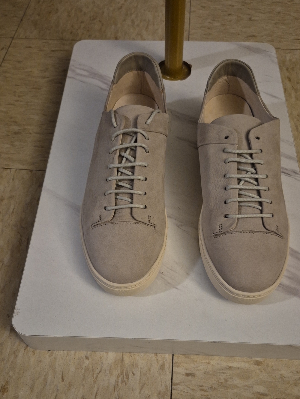 Women's Genuine Suede Lace-Up Sneakers - Light Taupe